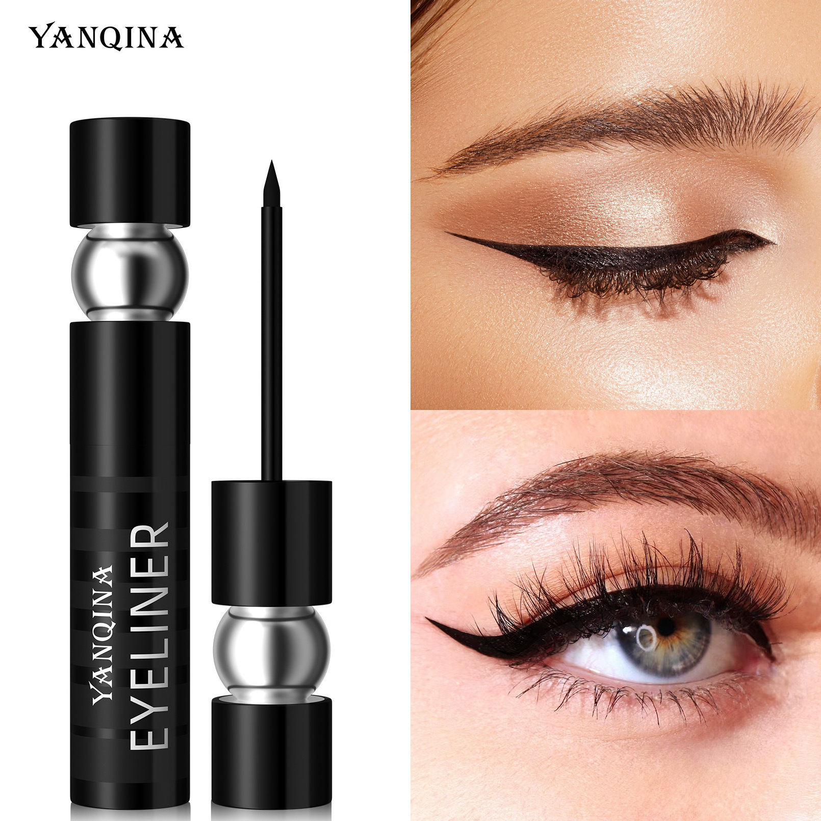 Source factory direct sales cool black quick-drying eyeliner waterproof holding thick black eyeliner pen