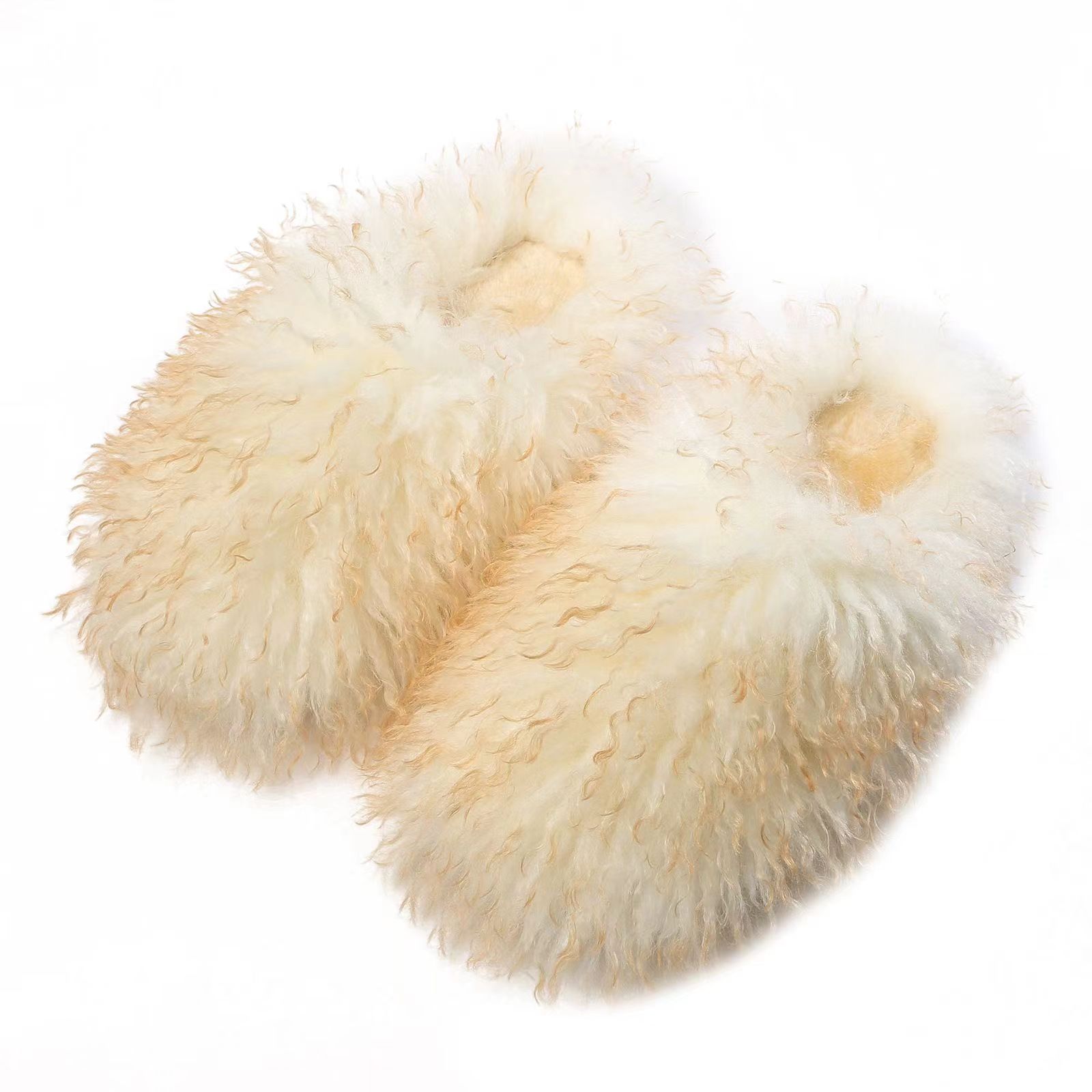 Wholesale direct sales of fluffy fur slippers, customized sheepskin slippers