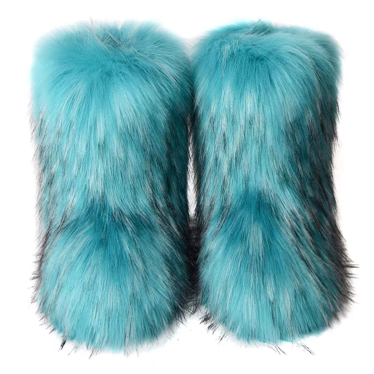 2024 Factory direct sales wholesale women's snow boots imitation raccoon fur snow bootsfur snow boots