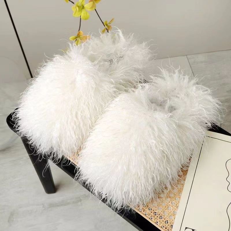 Wholesale direct sales of fluffy fur slippers, customized sheepskin slippers