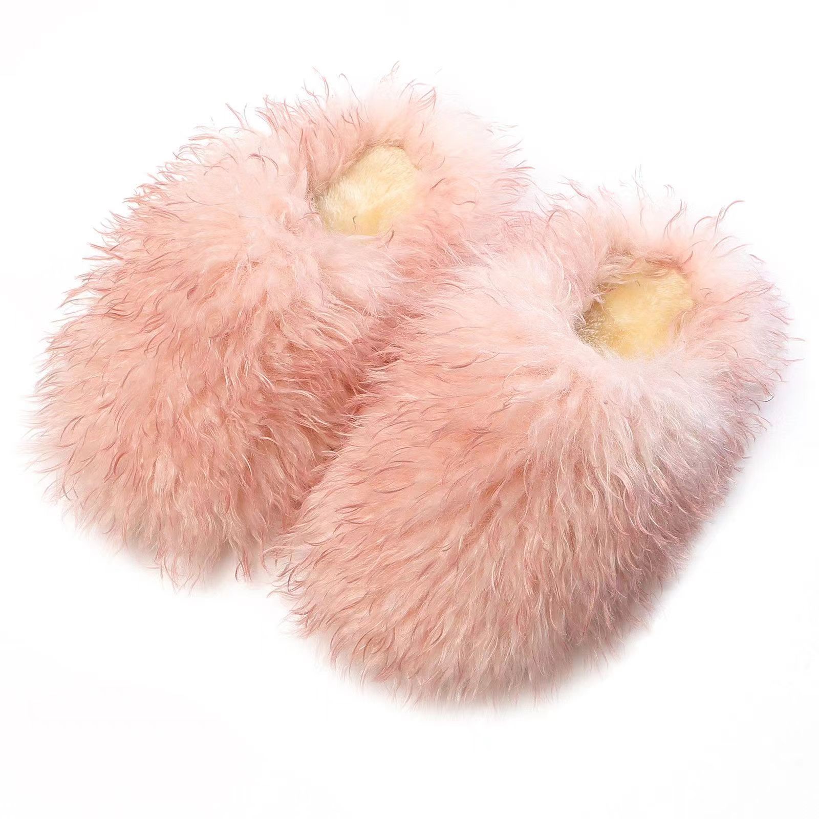 Wholesale direct sales of fluffy fur slippers, customized sheepskin slippers