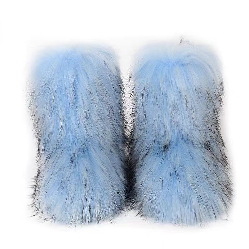 2024 Hot selling women's imitation raccoon leather boots factory wholesale high-quality snow boots fur snow boots