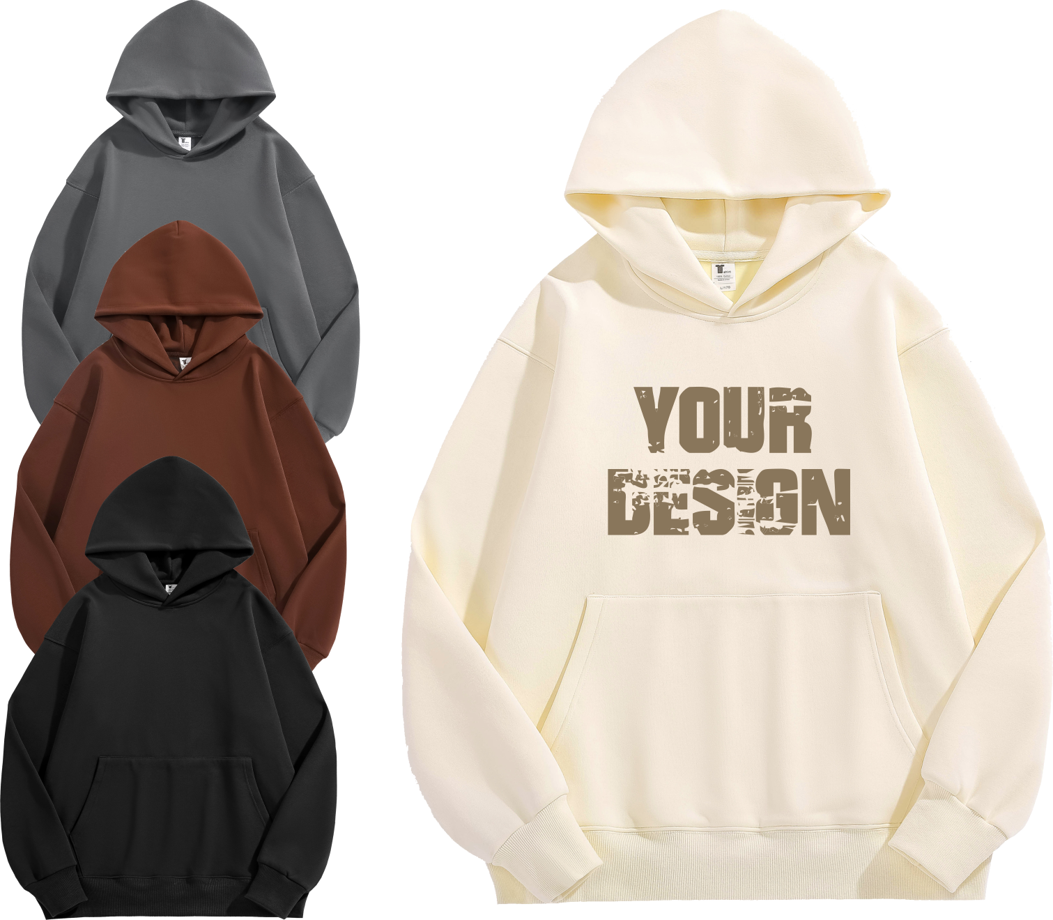 Oem 500 Gsm Printed Logo Men Private Label Custom Hoodies Heavyweight 100% Cotton Unisex Plain Essential Oversize Hoodies