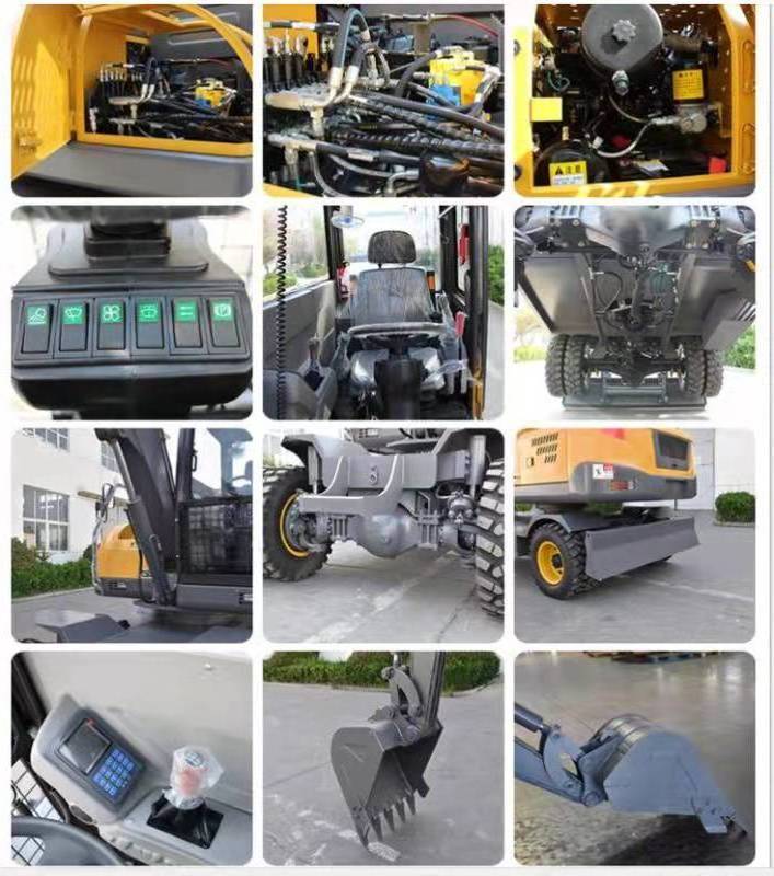 6.6ton Earth moving machinery  9 ton Tires Track excavator 6 ton 7 ton 8 ton Wheel Crawler Excavators made in China by Jiulin