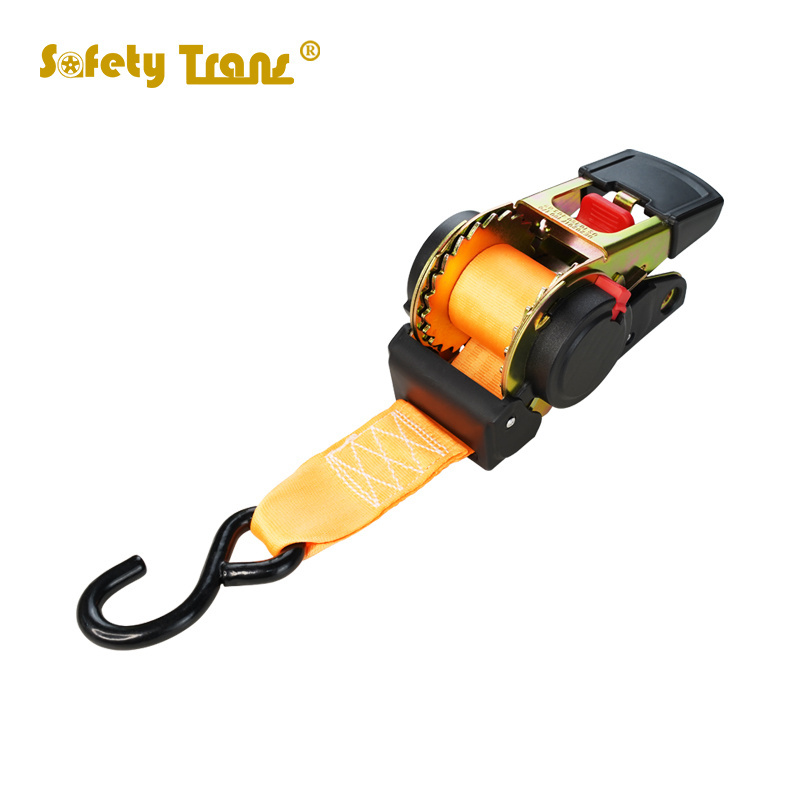 Boat automatic 50mm 1.5T 1.8m retractable strap Cargo With one Hook Auto Retractable Ratchet Tie Down with bolt