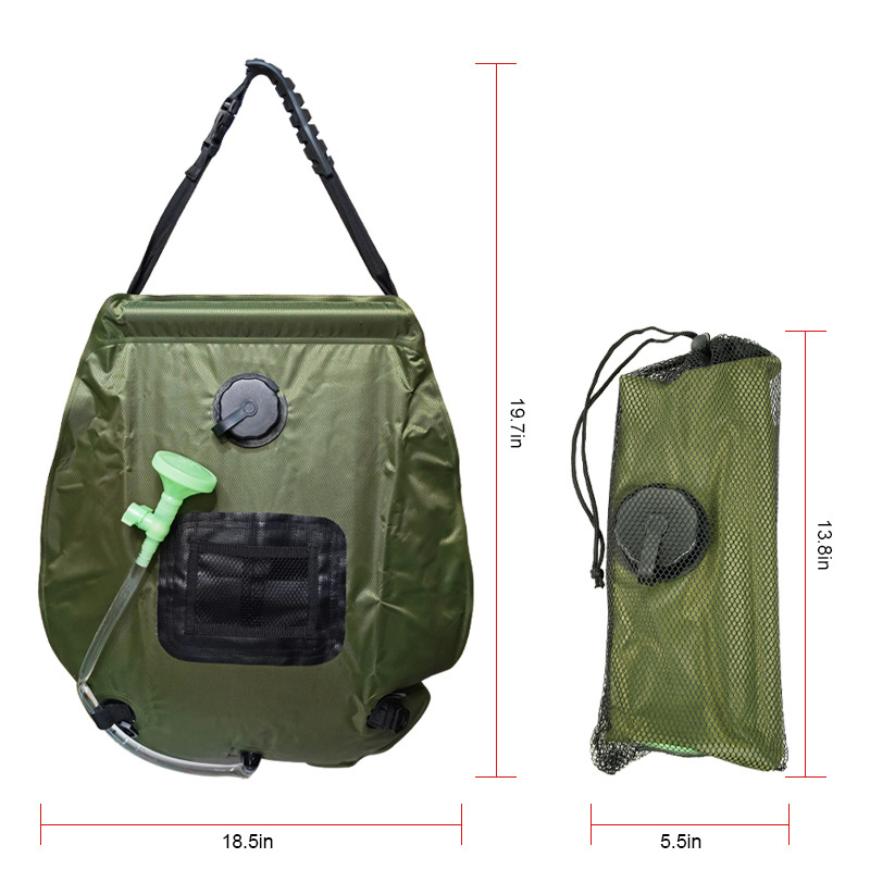 Factory OEM 20L outdoor PVC Hiking travelling Beach portable pool camping solar bath shower heating water bag