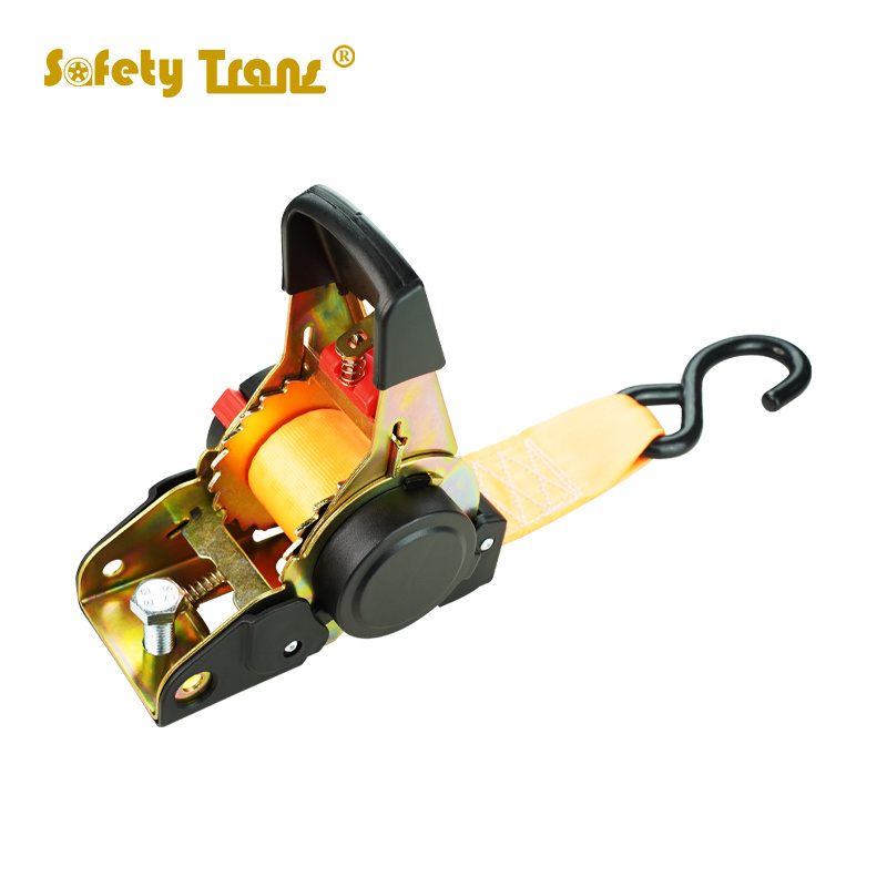 Boat automatic 50mm 1.5T 1.8m retractable strap Cargo With one Hook Auto Retractable Ratchet Tie Down with bolt