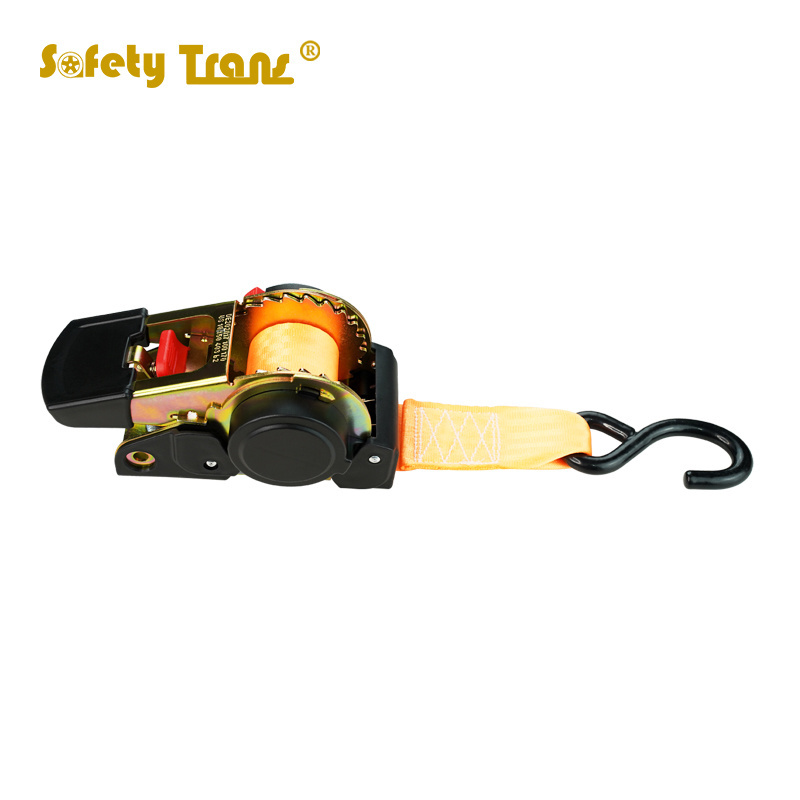 Boat automatic 50mm 1.5T 1.8m retractable strap Cargo With one Hook Auto Retractable Ratchet Tie Down with bolt