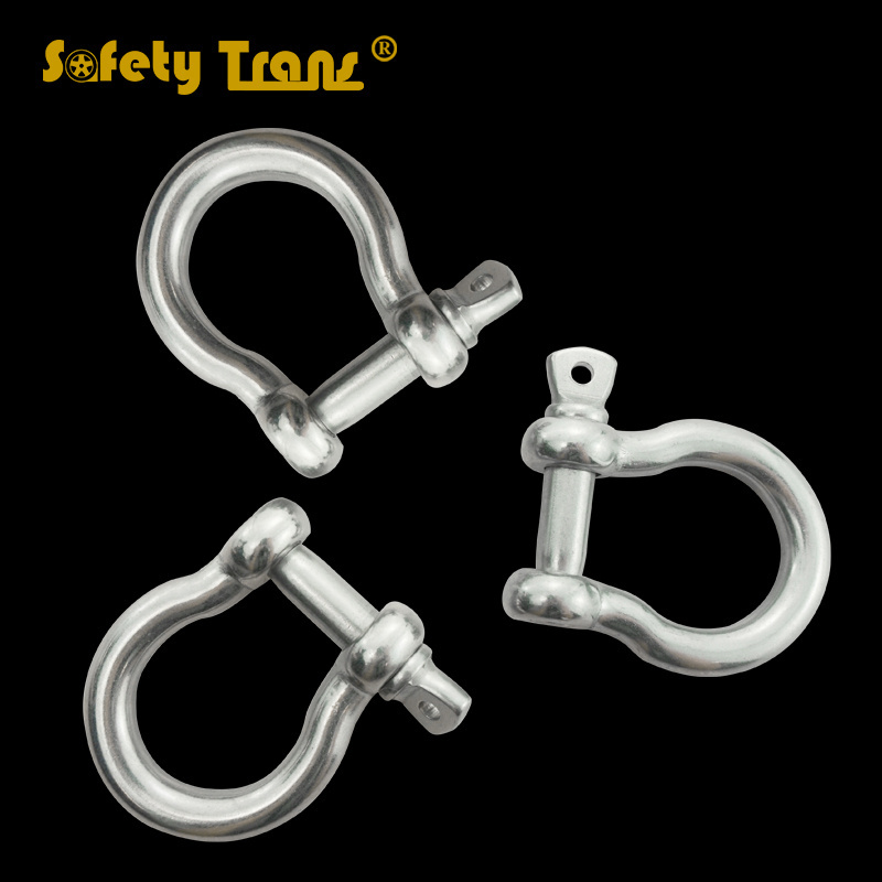 High quality rigging hardware Stainless steel European style Bow Shackle with safety pin