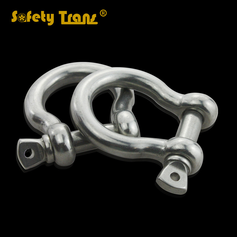 High quality rigging hardware Stainless steel European style Bow Shackle with safety pin