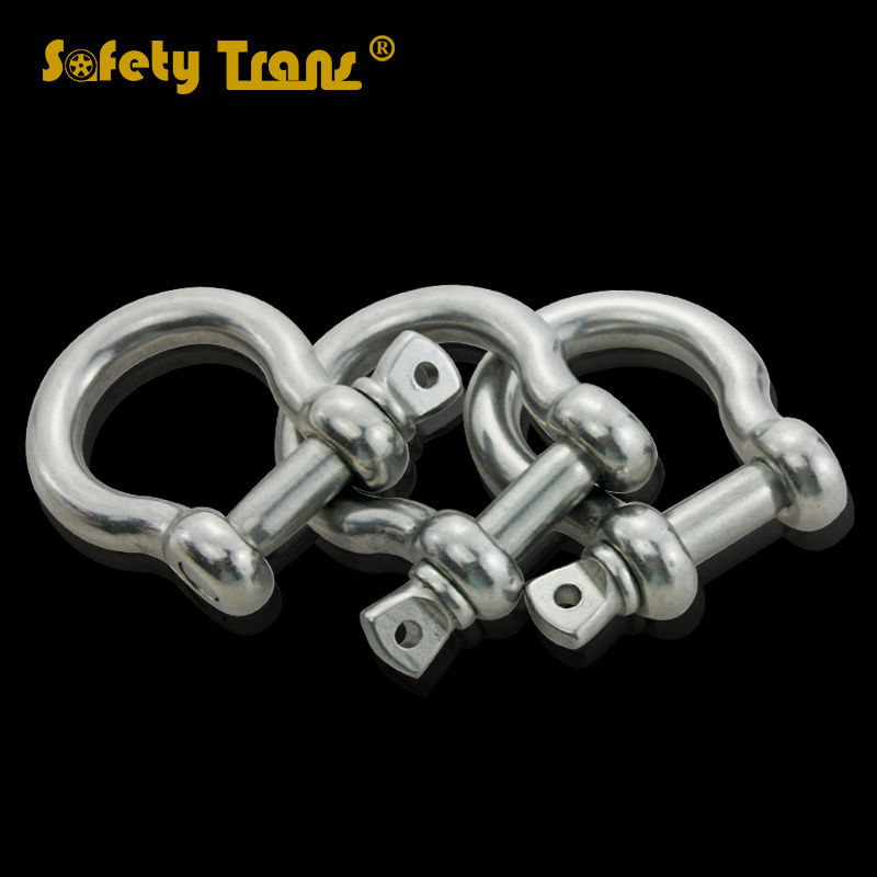 High quality rigging hardware Stainless steel European style Bow Shackle with safety pin