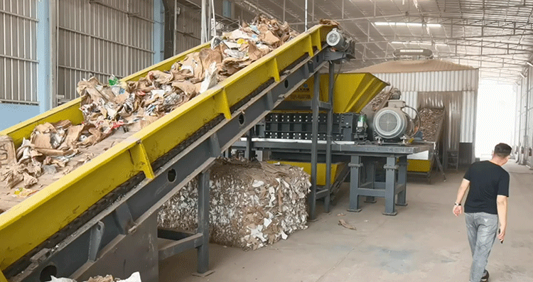 Factory Direct Supply Paper Recycling Machine Twin Shaft Cardboard Box Shredder