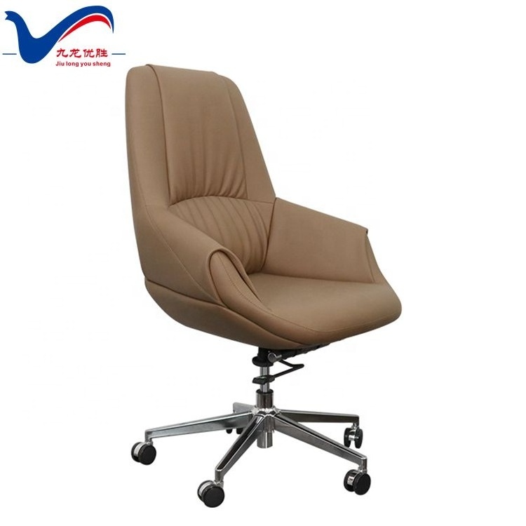 New Design Chair Leather Middle Back Office Chair Wheels with High Density Molded Foam Chair Bureau