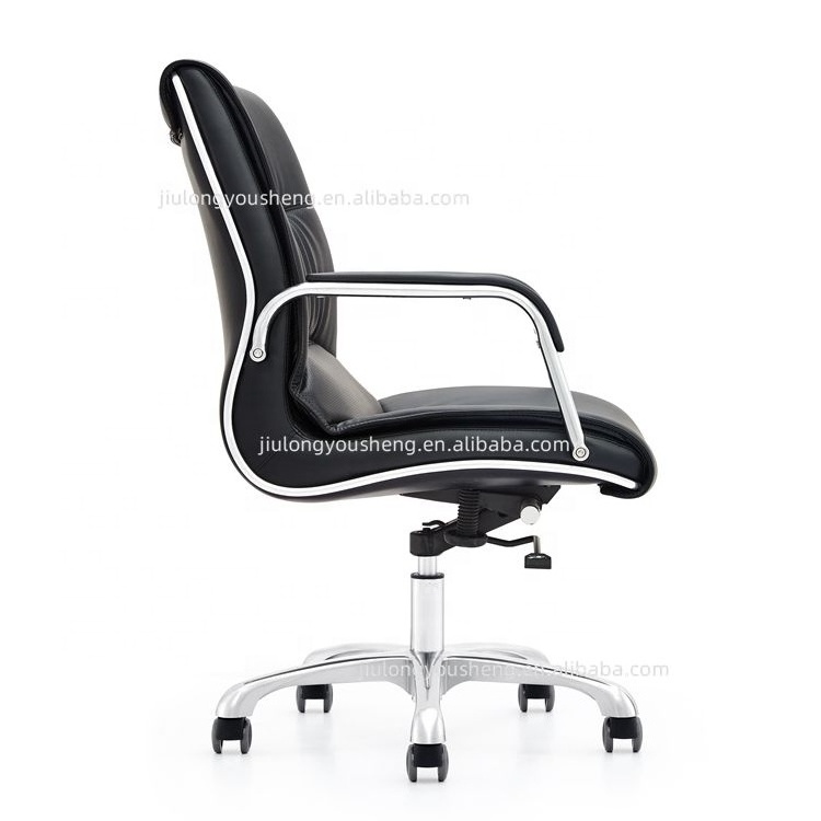 Heavy Duty Chair Bureau with Aluminum Alloy Base Leather Ergonomic Office Chair Revolving Office Chair Wheels