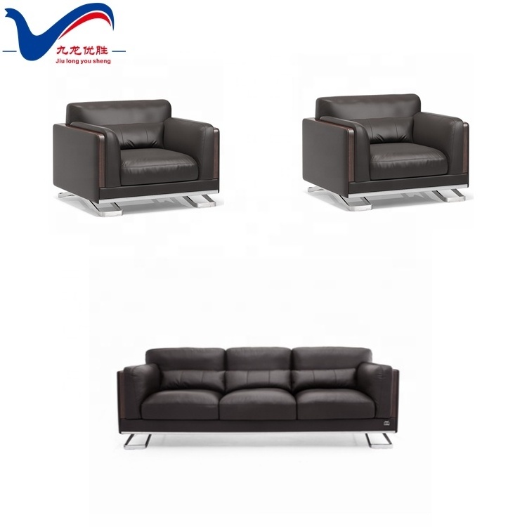 Boss Office Luxury Leather Sofa Set Steel Base Modern Style Sofas Sectional Sofa Furniture