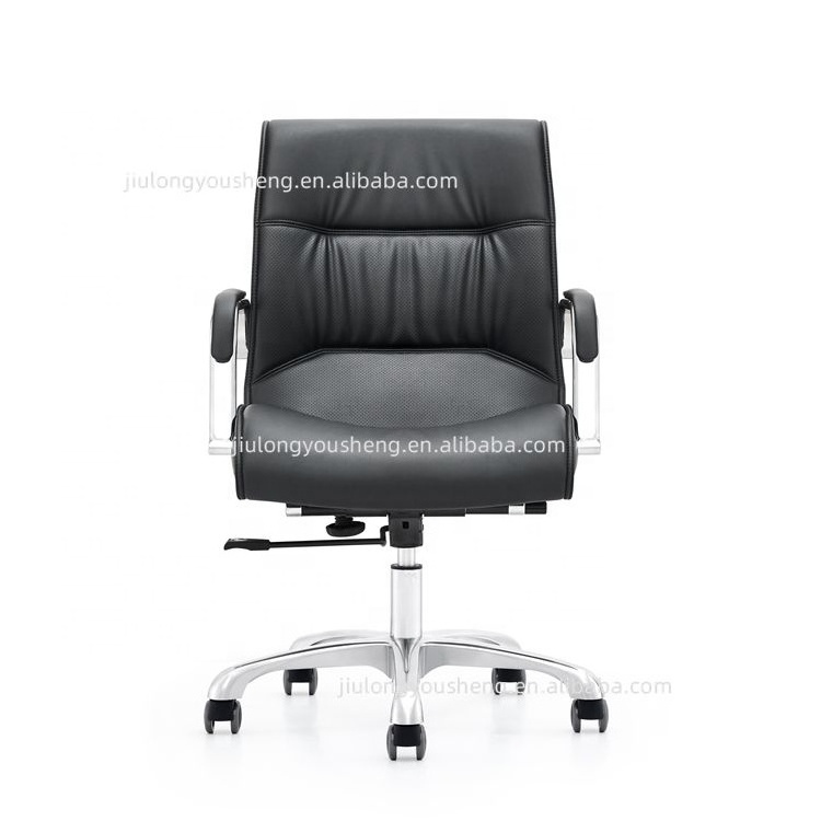 Heavy Duty Chair Bureau with Aluminum Alloy Base Leather Ergonomic Office Chair Revolving Office Chair Wheels