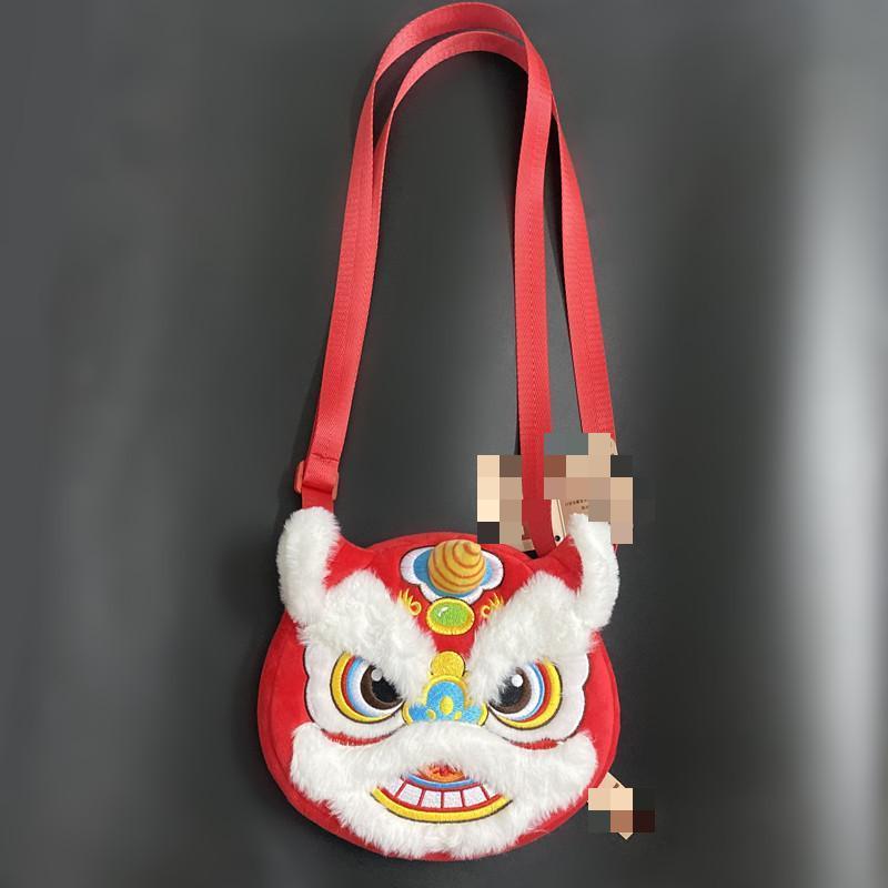 2024 Cheap Price Chinese Style Festive Occasion Plush Doll Storage Messenger Bag Coin Purse Lion Dance Bag