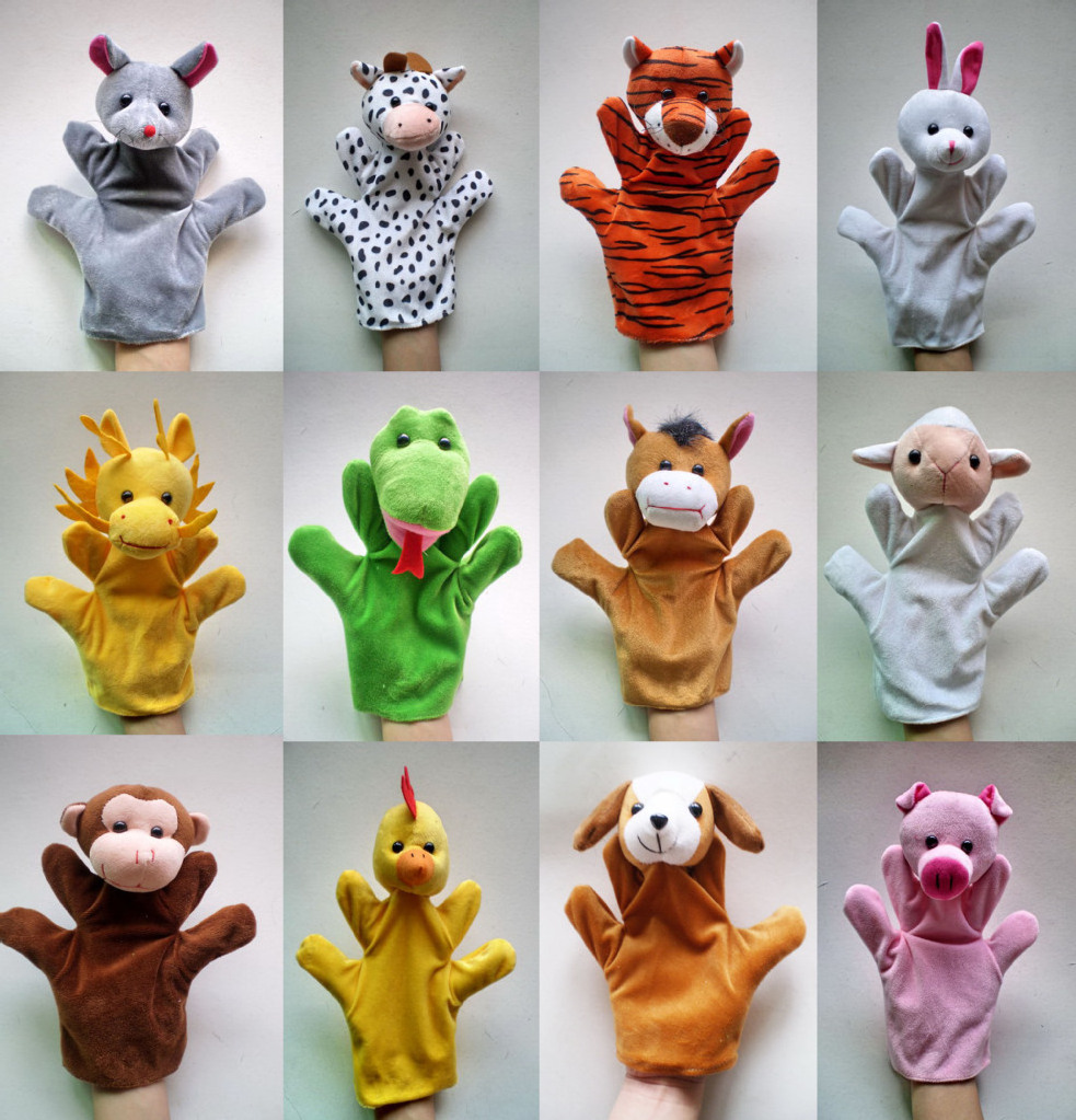 Wholesale 37 Style Jungle Animal Hand Dolls Character Zodiac Animal Plush Glove Toy Family Role Play Hand Puppet