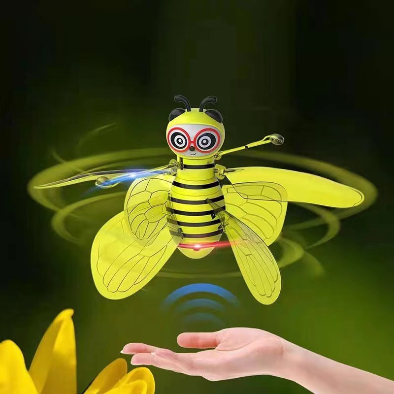 2024 Athletic toys games Infrared Hand Sensing Bee Mini Flying Gyro Rotor Drone UFO LED Finger Spinner children gifts