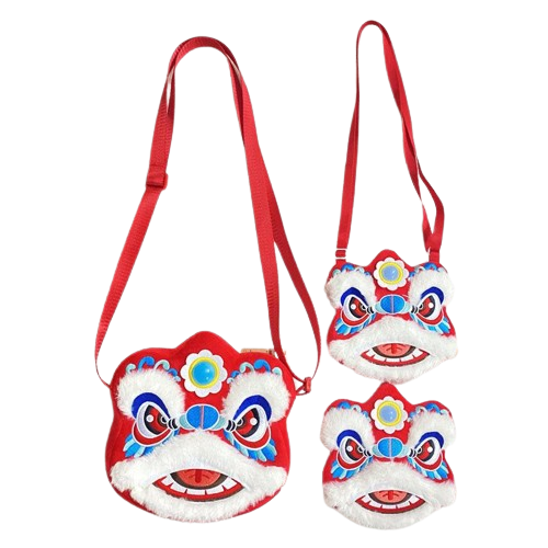 2024 Cheap Price Chinese Style Festive Occasion Plush Doll Storage Messenger Bag Coin Purse Lion Dance Bag