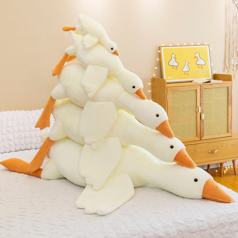 2024 Hot Selling 50-190cm Lovely Big White Goose Doll Plush Toy For Bed Sleeping Stuffed Animal Pillow Girl Gift