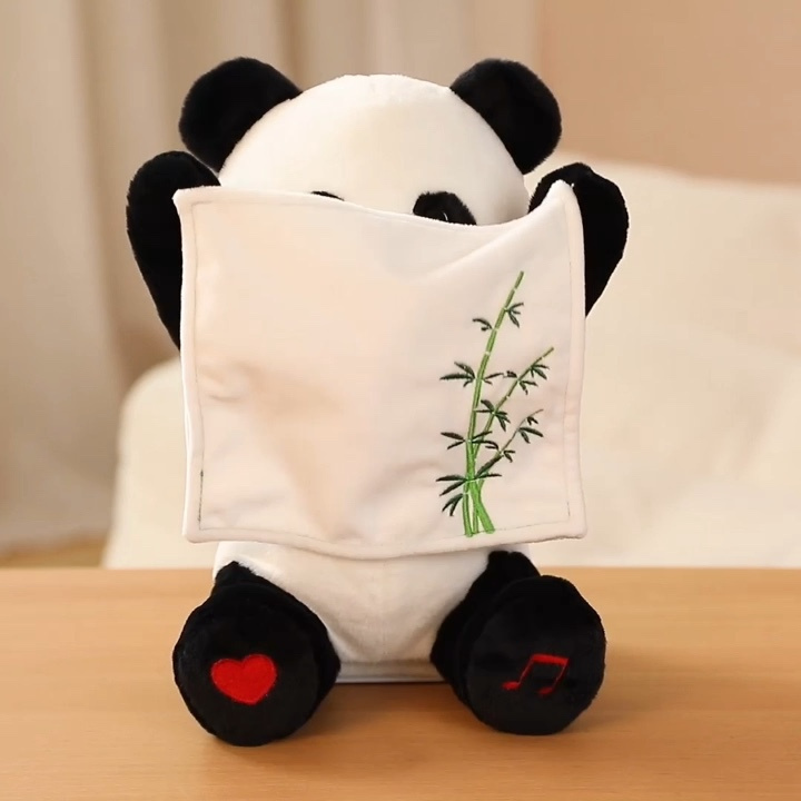 Hot Selling Peekaboo Puzzle Early Education Raised Hand Panda Singing Storytelling Lullaby Learn To Speak Electric Plush Toy