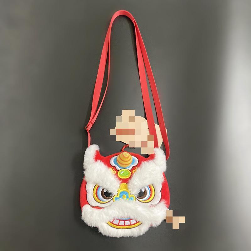 2024 Cheap Price Chinese Style Festive Occasion Plush Doll Storage Messenger Bag Coin Purse Lion Dance Bag