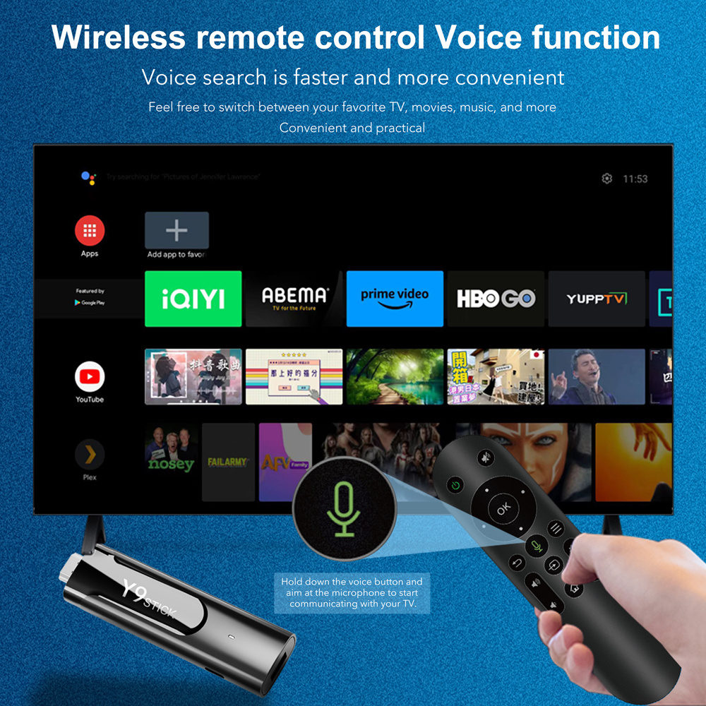 Durable Android 11  WIFI Voice Control Blue tooth 5.0 Android TV Box 2G 16G  Bluetooth Media Player Smart  8K TV Stick Dongle