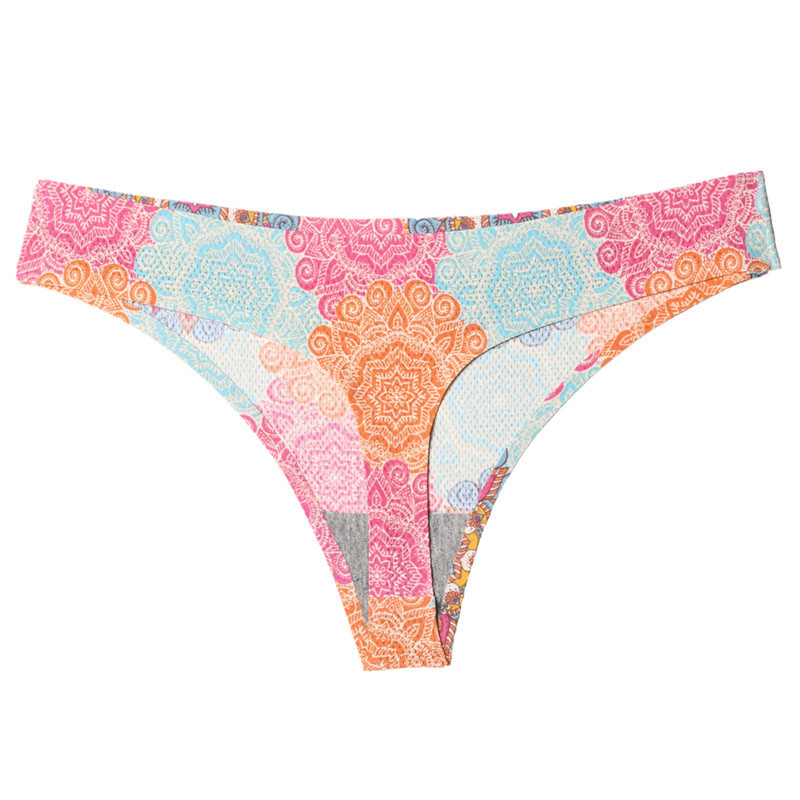 New Style Printed Teen Girl Panties Underwear for Women Breathable Low Rise Seamless T Back Tanga Thong Briefs