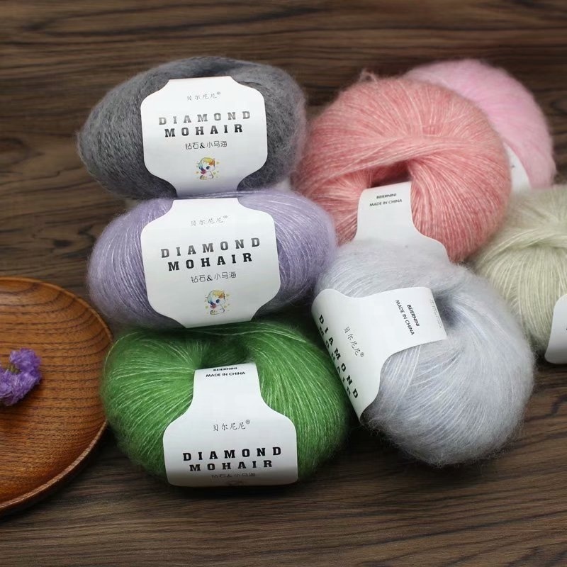 Diamond mohair yarn is a kind of mohair yarn for knitting sweater wool for baby multi color