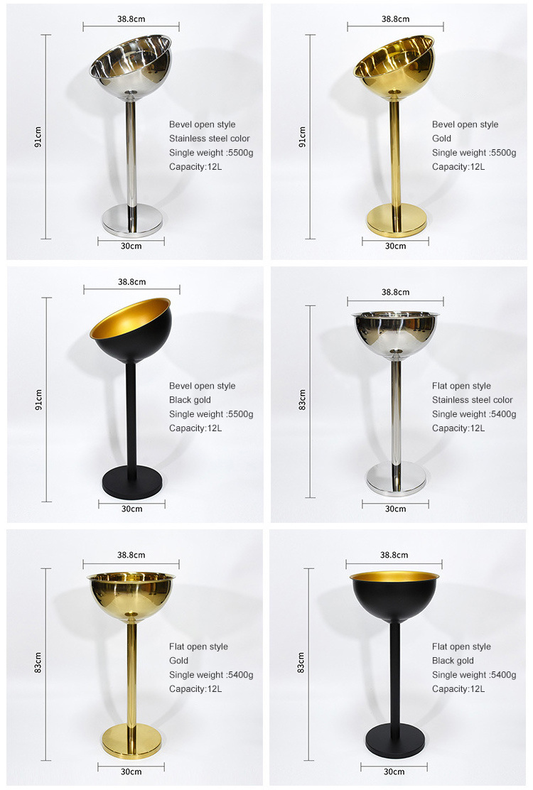 Outdoor floor standing 12L metal beer champagne wine stainless steel ice bucket with holder for party