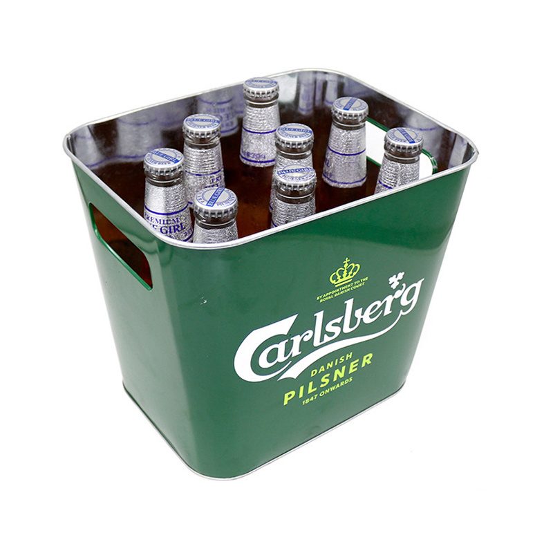 High quality champagne wine bottle holder custom galvanized metal tin beer beverage ice bucket for 6 bottles