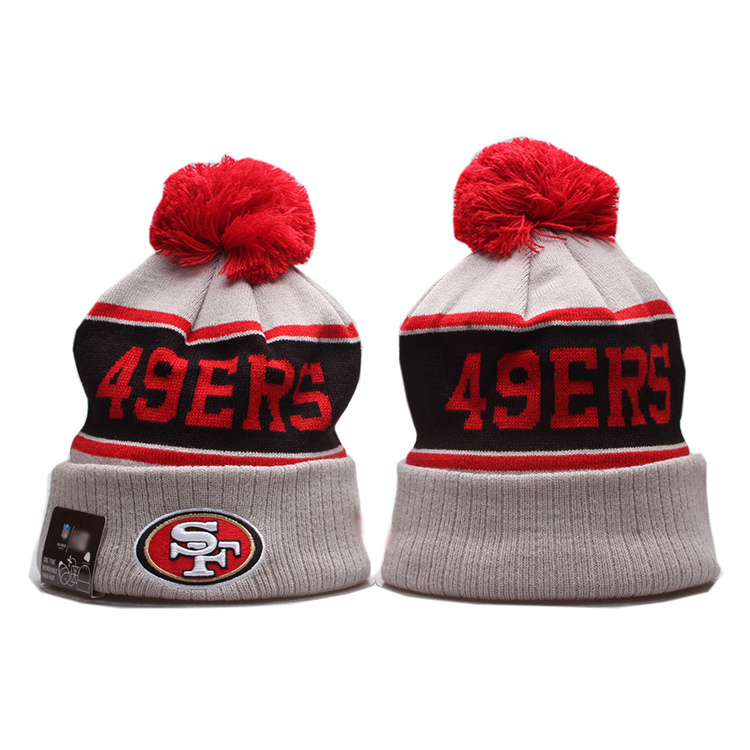 Custom Beanie Pom Pom Knitted Hats SF San Francisco 49ers Team Designer Logo Winter Christmas Men Women BEANIES 100% Acrylic