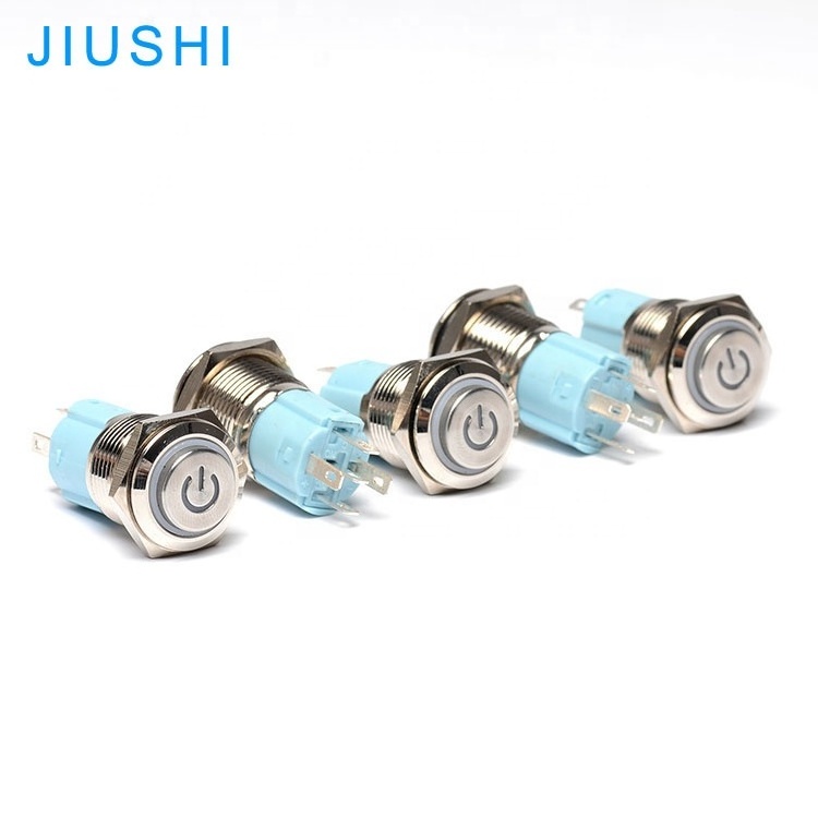 A16-11DDH metal momentary 5 pins 16mm LED push button switch power symbol high headwaterproof 12V 24V 220V