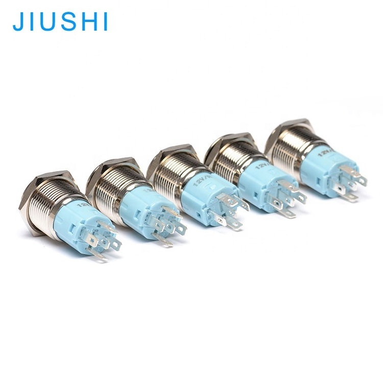 A16-11DDH metal momentary 5 pins 16mm LED push button switch power symbol high headwaterproof 12V 24V 220V