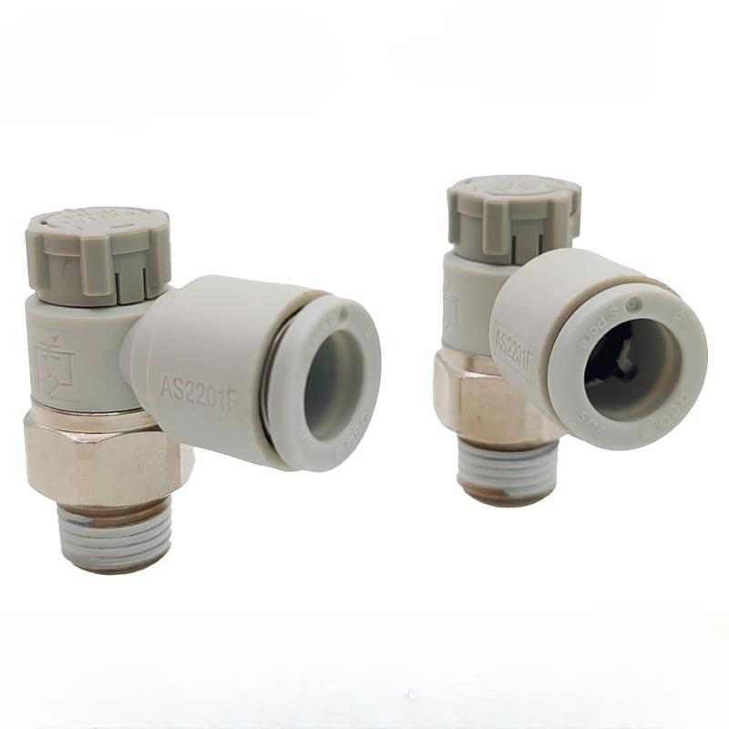 smcs Air Flow control Universal Flow Control Valve AS2201F-02-10S with quick-change connector Elbow Type