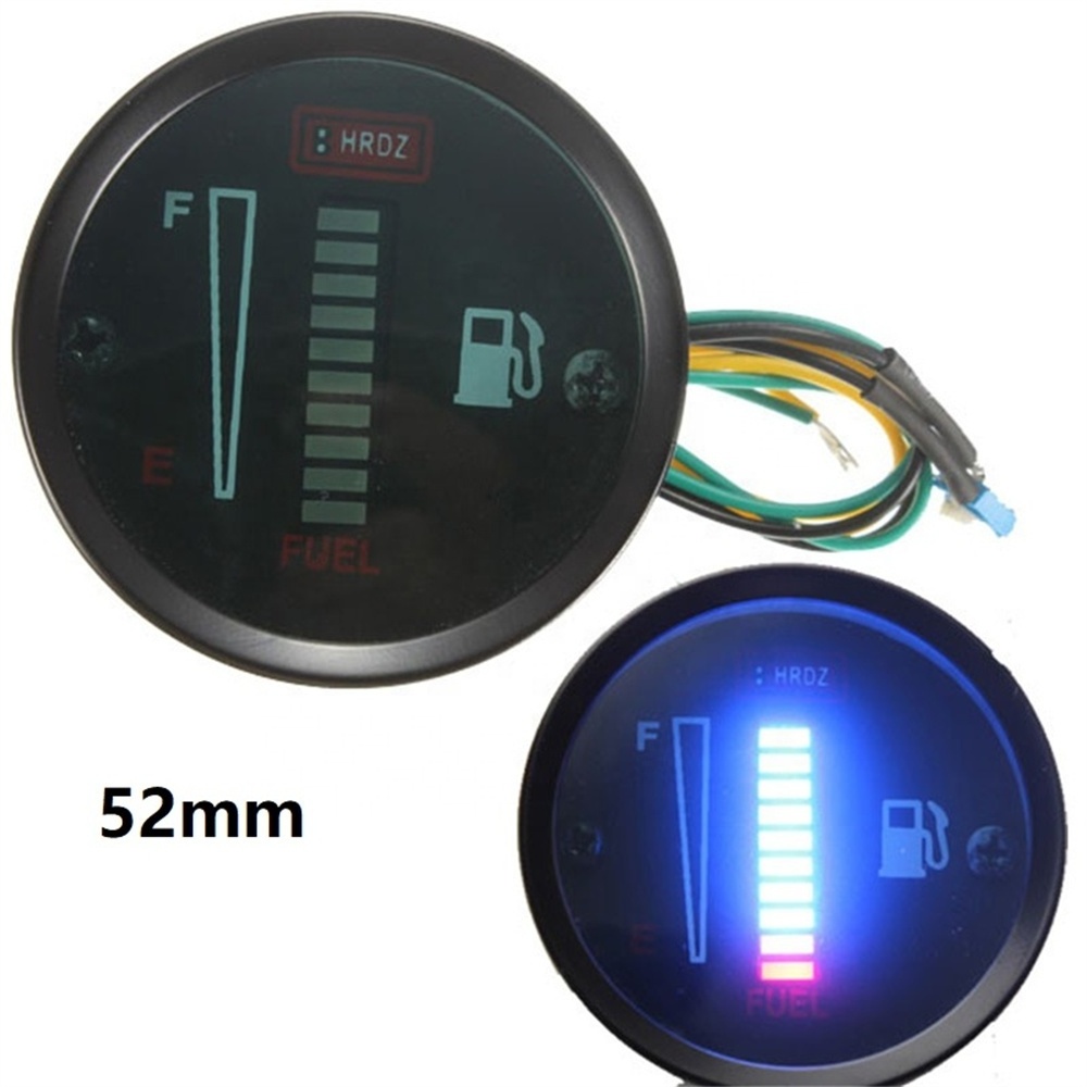 52mm Universal 24V Car Green Display Fuel Gauge 12V Blue Digital Electronic Motorcycle Fuel Level Meter