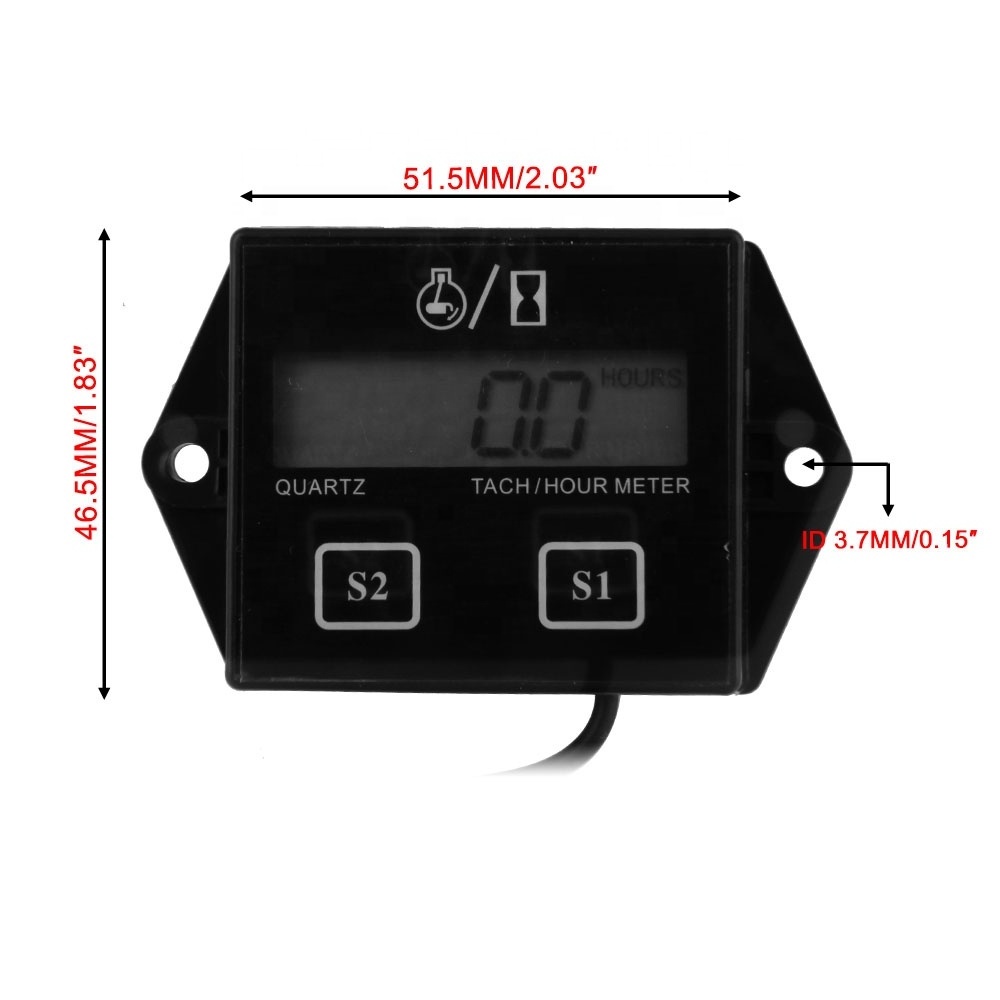 Motocycle Motor Bike Moto Digital LCD Display Inductive Stroke Engine Tachometer Tach Hour Meter Gauge For Car Tractor Boat