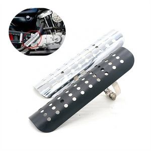 Chrome Black Exhaust Pipe Thermal Heat Insulation Guard Heat Shield Cover For Retro Motorcycle