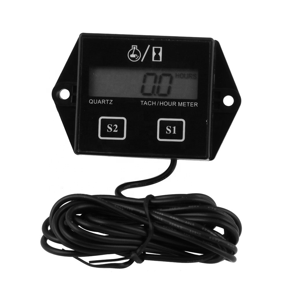 Motocycle Motor Bike Moto Digital LCD Display Inductive Stroke Engine Tachometer Tach Hour Meter Gauge For Car Tractor Boat