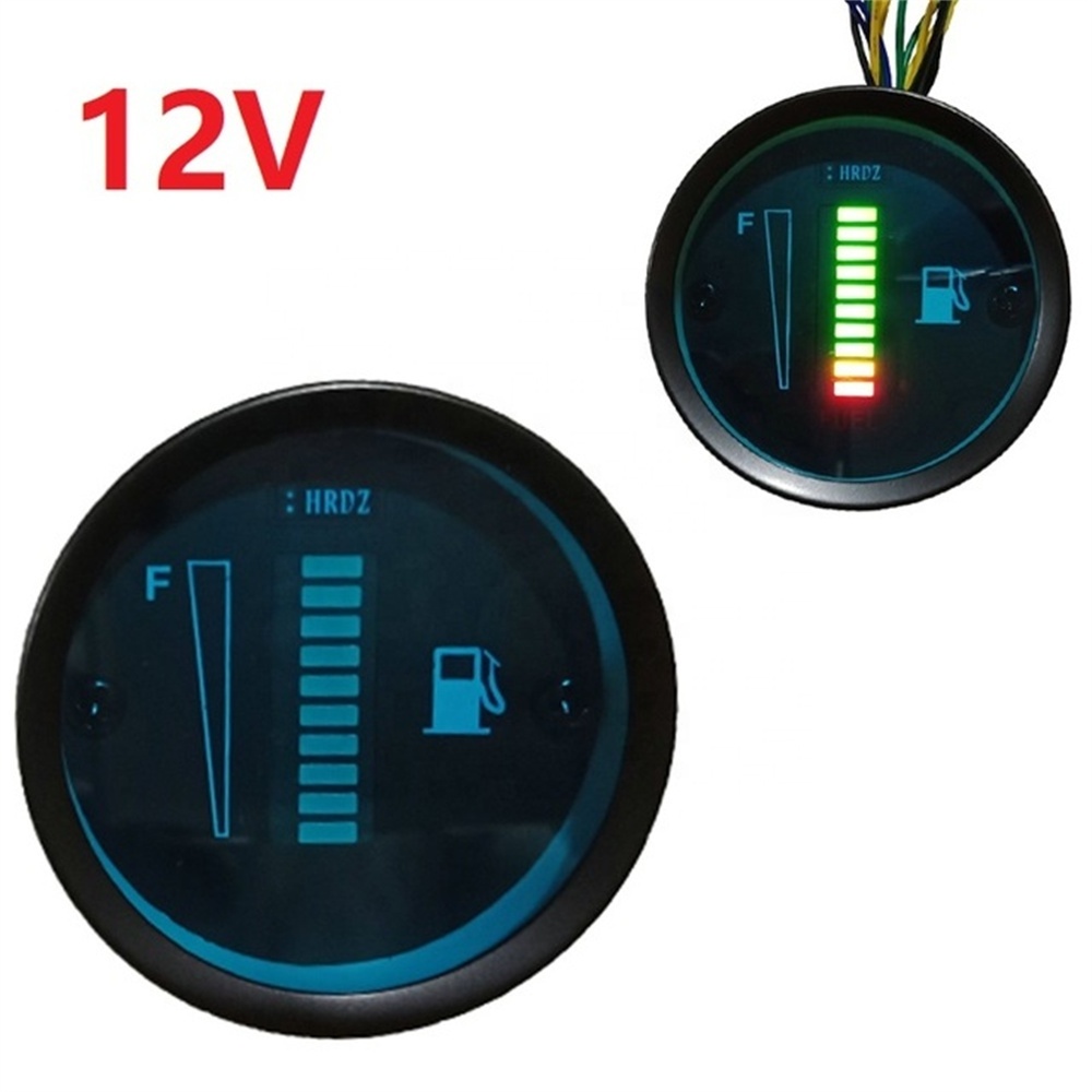 52mm Universal 24V Car Green Display Fuel Gauge 12V Blue Digital Electronic Motorcycle Fuel Level Meter