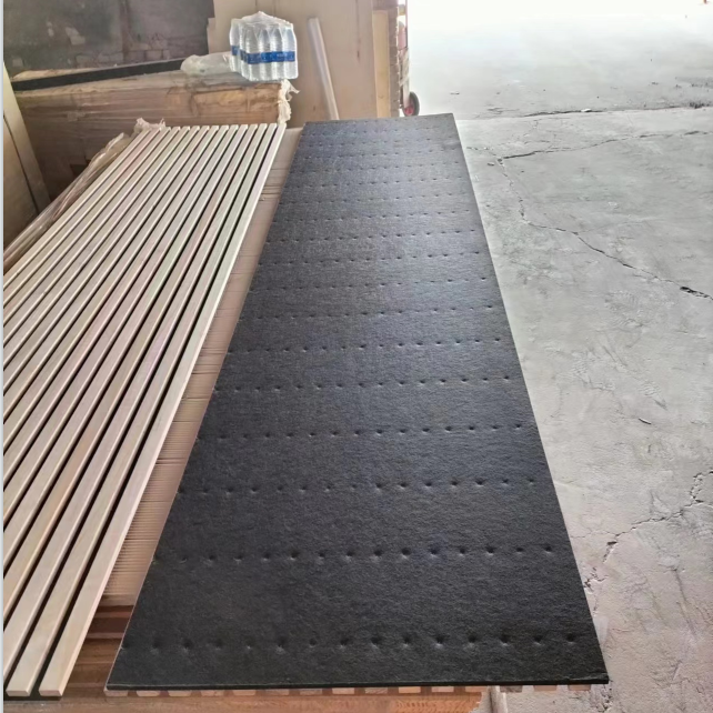 Wood Slat Acoustic Wall Panels Black Felt Sound-proof  Panel for Wall and Ceiling