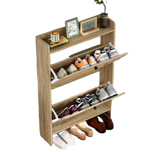 K/D 2 Drawers Wooden Rattan Storage Shoe Cabinets Shoes Rack for Living Room