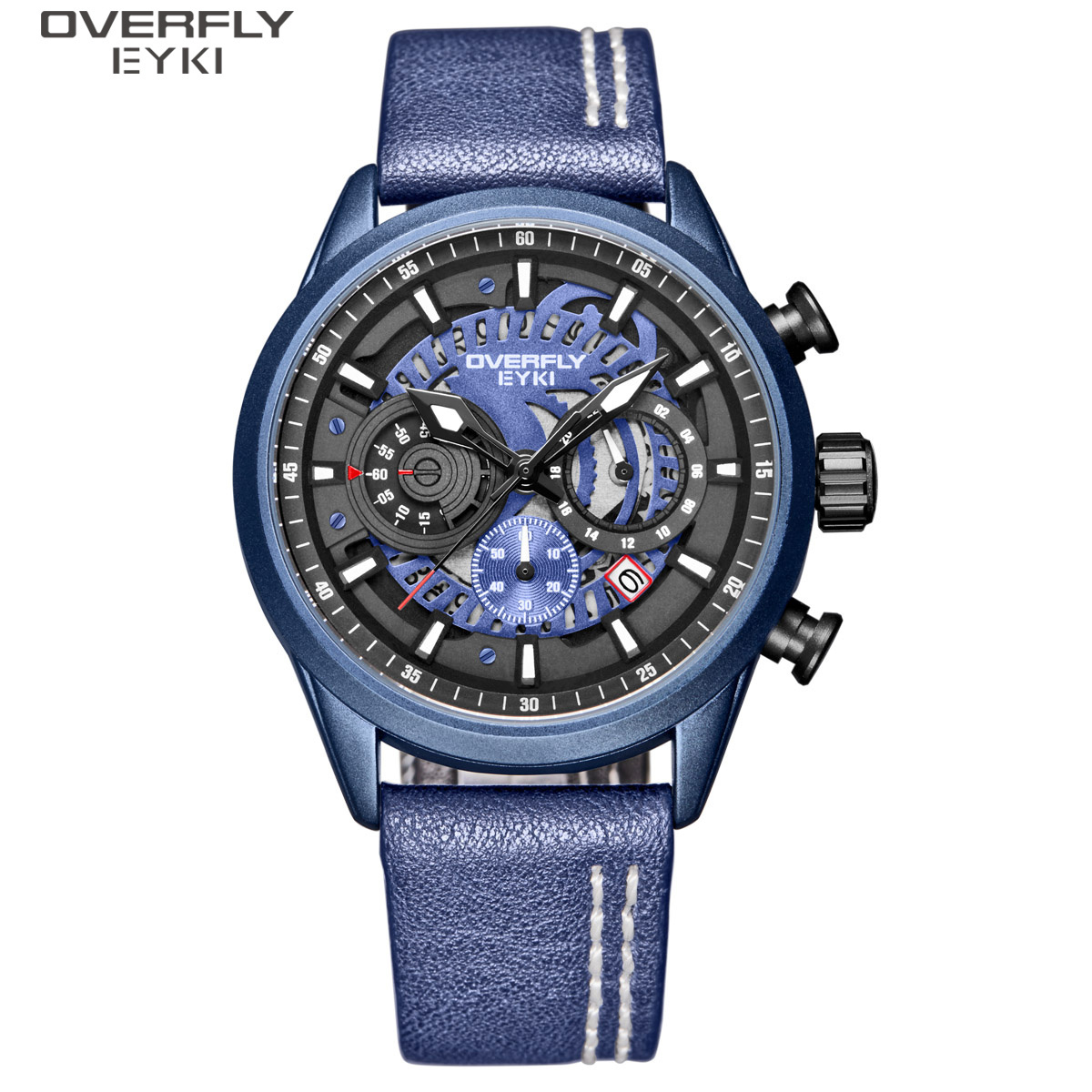 EYKI Erkek Saat Overfly Sport Style Custom Logo Men Wrist Watches Chronograph Watch OEM Three Time Zone Watches For Men