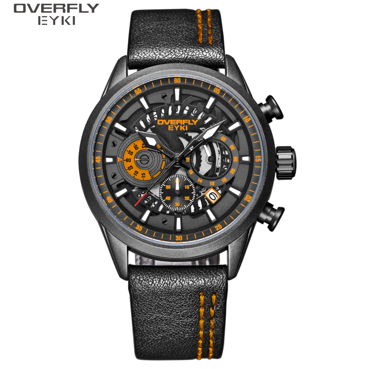 EYKI Erkek Saat Overfly Sport Style Custom Logo Men Wrist Watches Chronograph Watch OEM Three Time Zone Watches For Men