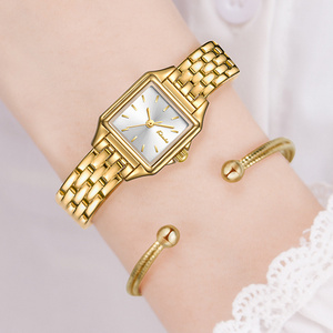 Top sell Women Ladies Fashion Stainless Steel Strap Square Good Quartz Wrist Bracelet Watches