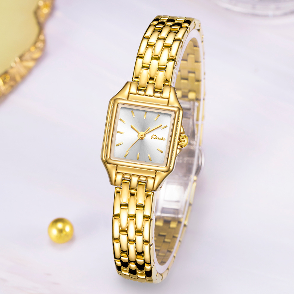 Top sell Women Ladies Fashion Stainless Steel Strap Square Good Quartz Wrist Bracelet Watches