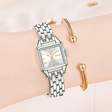 Top sell Women Ladies Fashion Stainless Steel Strap Square Good Quartz Wrist Bracelet Watches