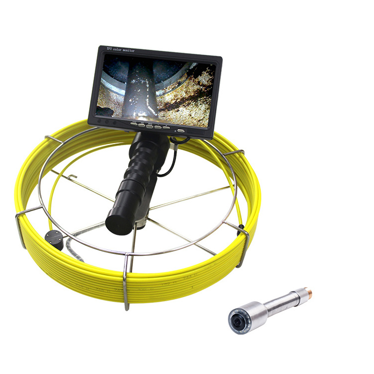 7 Inch Waterproof Industrial Pipe Video Inspection System CCTV Drain Borescope Push Rod Camera