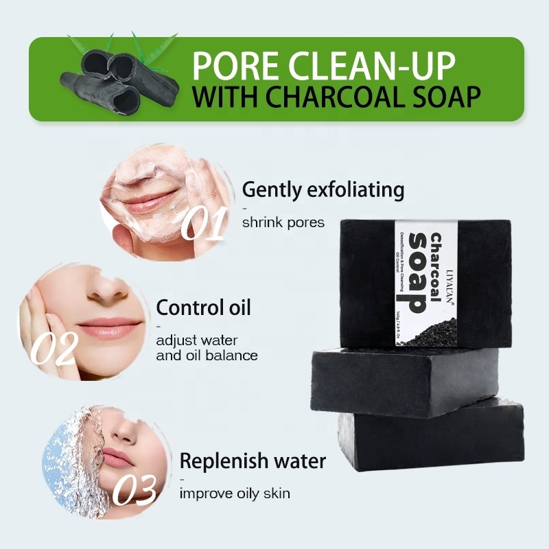 Private Label Face Body Reduce Blackheads Acne Oil Control Activated Black Bamboo Charcoal Soap For Men